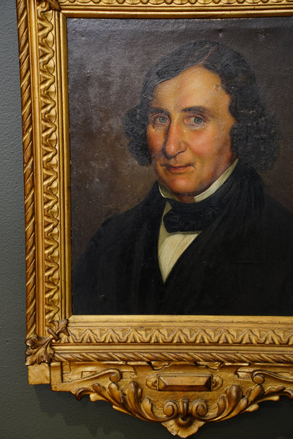 Antique Oil Portrait Painting of a Gentleman, Gilt Frame, Circa 1840
