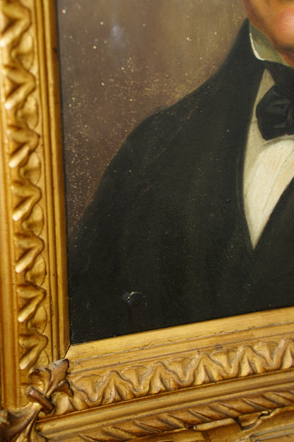 Antique Oil Portrait Painting of a Gentleman, Gilt Frame, Circa 1840