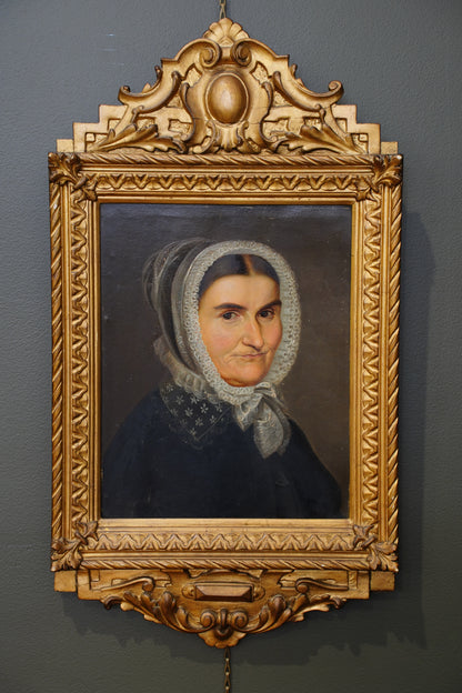 Antique Biedermeier Portrait, Inscribed Amalia Jung, 19th Century