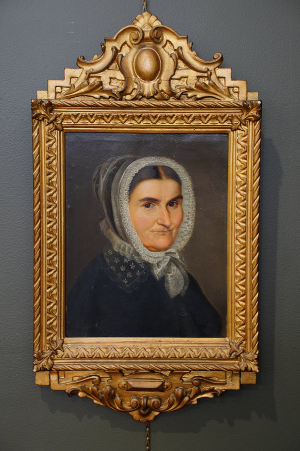 Antique Biedermeier Portrait, Inscribed Amalia Jung, 19th Century