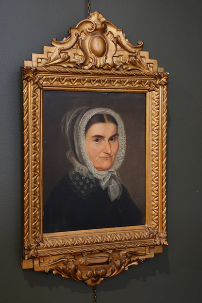 Antique Biedermeier Portrait, Inscribed Amalia Jung, 19th Century