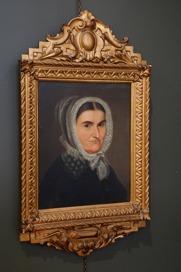 Antique Biedermeier Portrait, Inscribed Amalia Jung, 19th Century secondary view