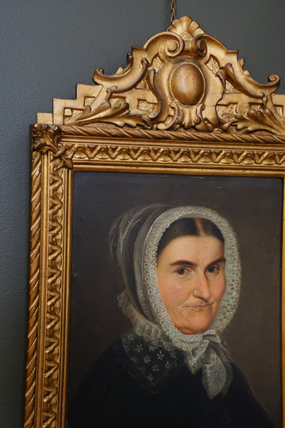 Antique Biedermeier Portrait, Inscribed Amalia Jung, 19th Century