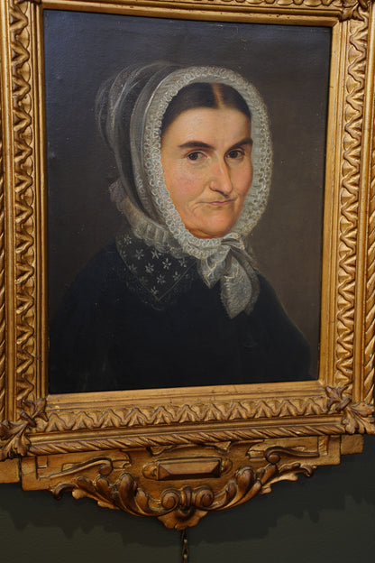 Antique Biedermeier Portrait, Inscribed Amalia Jung, 19th Century