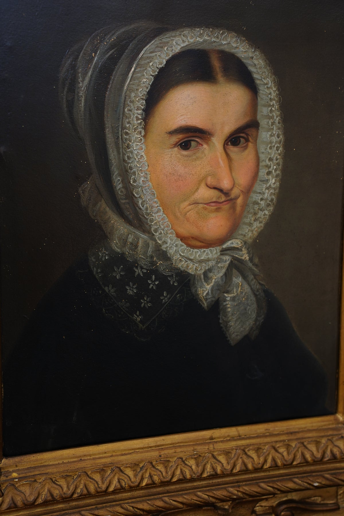Antique Biedermeier Portrait, Inscribed Amalia Jung, 19th Century