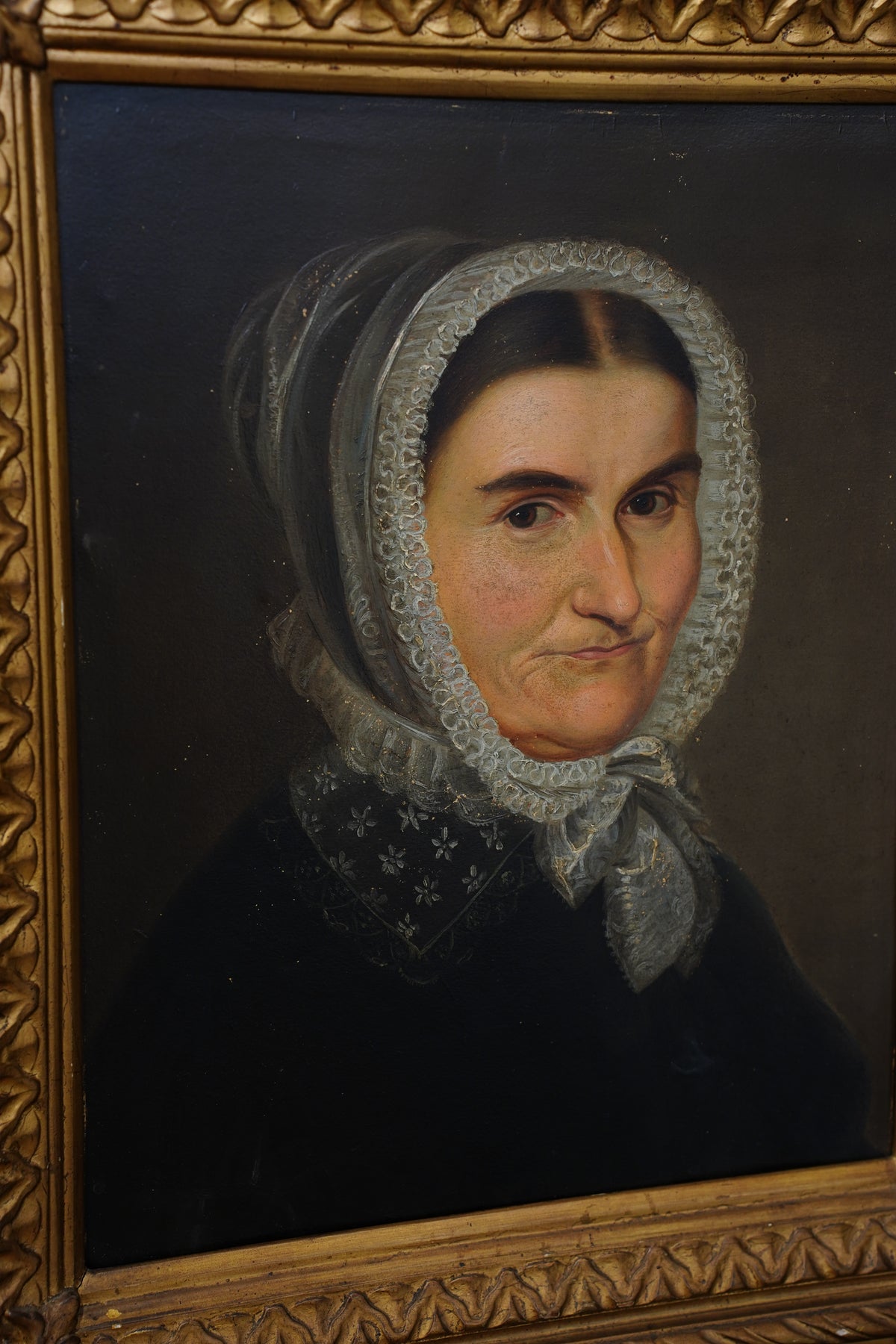 Antique Biedermeier Portrait, Inscribed Amalia Jung, 19th Century