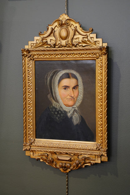 Antique Biedermeier Portrait, Inscribed Amalia Jung, 19th Century