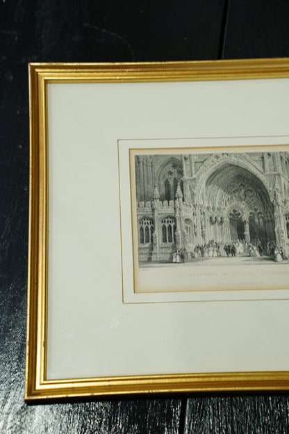 Antique Print of Lincoln Cathedral, English Steel Engraving