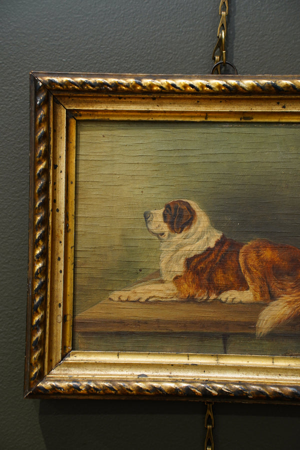Antique St. Bernard Dog Oil Painting, Circa 1890 secondary view