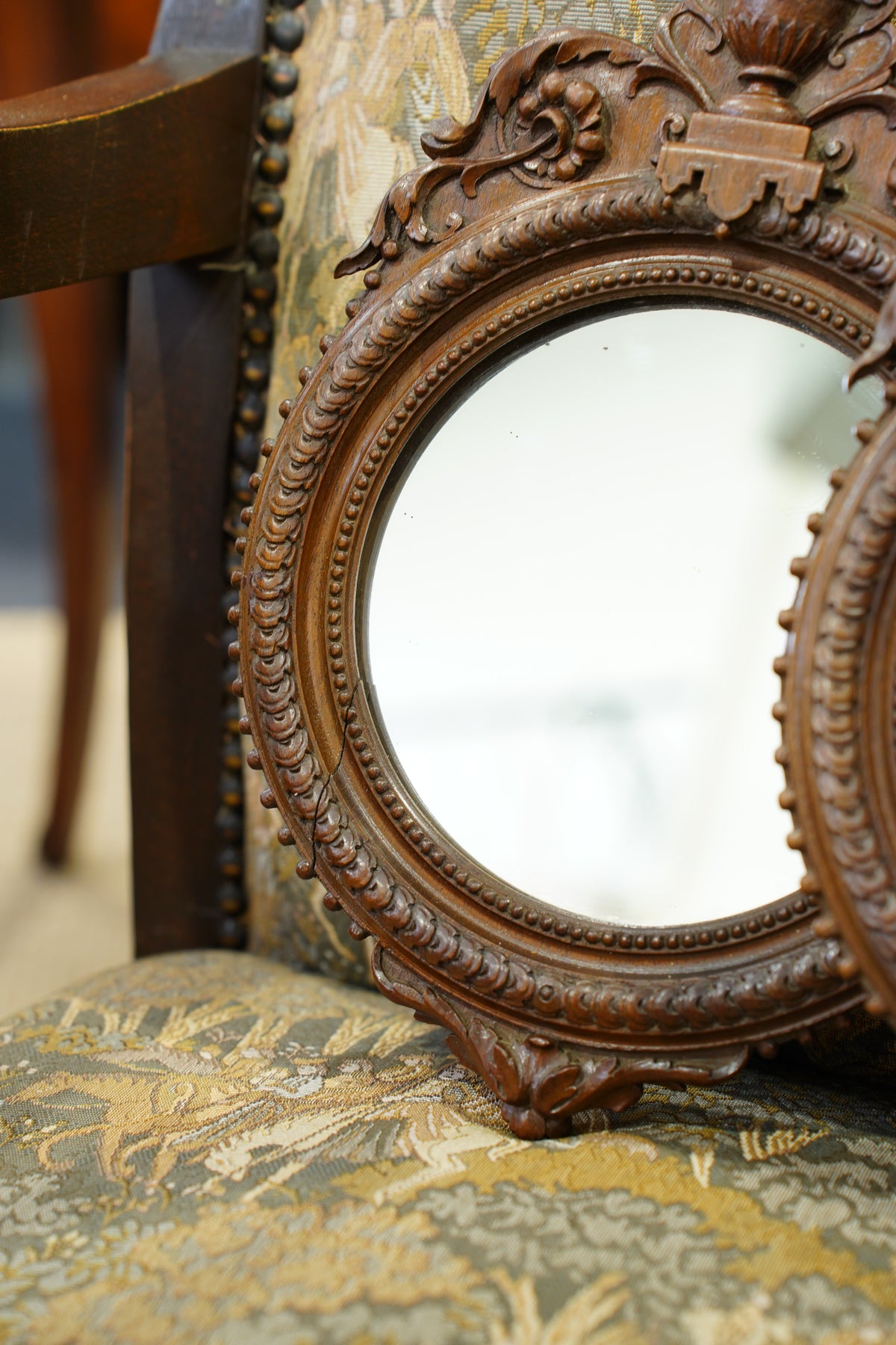 Antique Louis XVI Style Carved Wood Mirror - Pair
