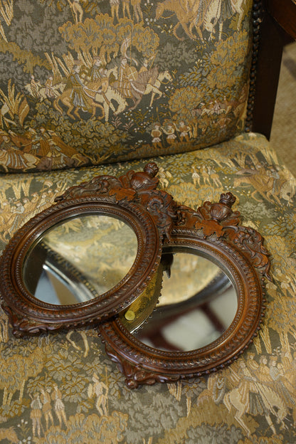 Antique Louis XVI Style Carved Wood Mirror - Pair