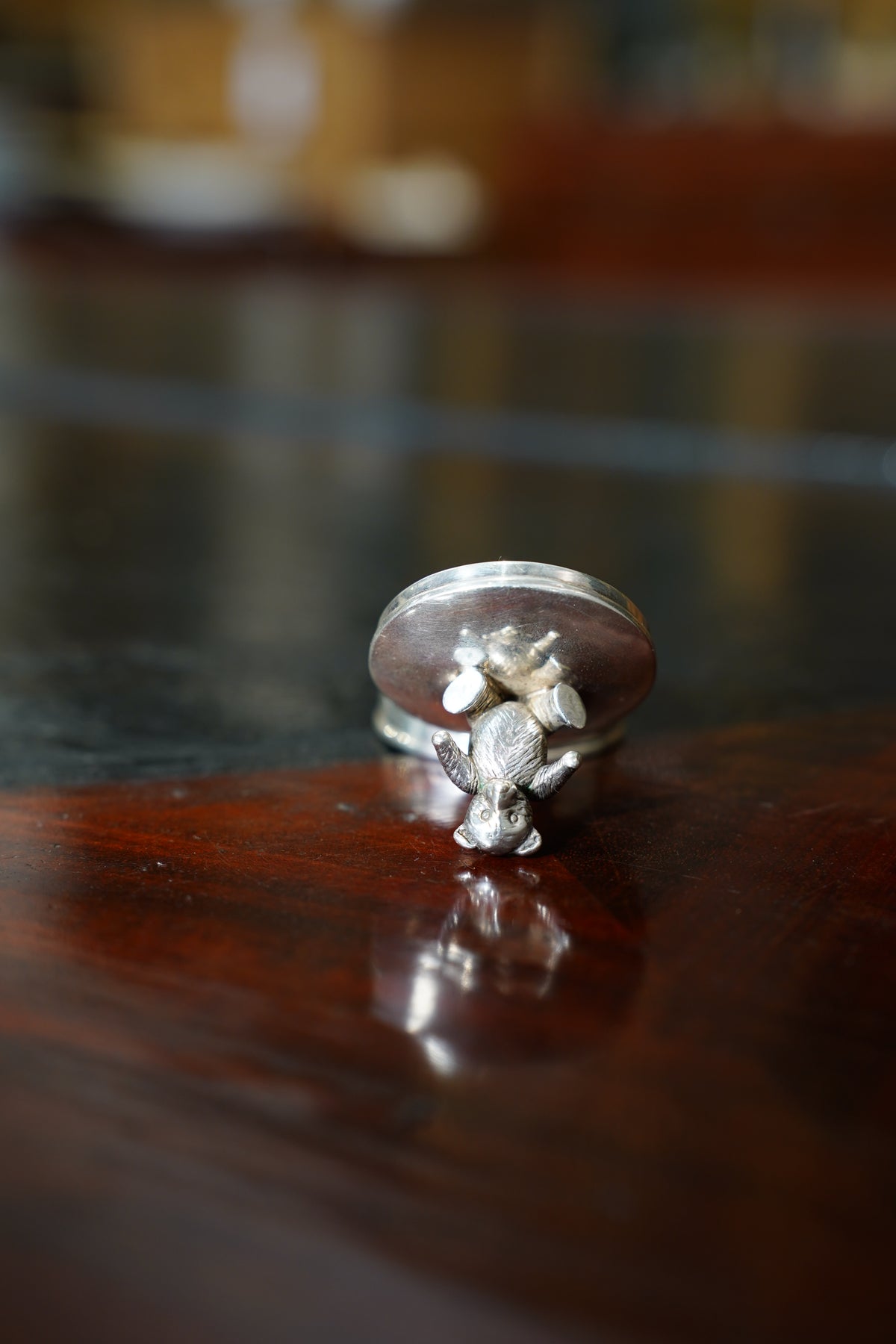 Vintage Sterling Silver Teddy Bear Pill Box
