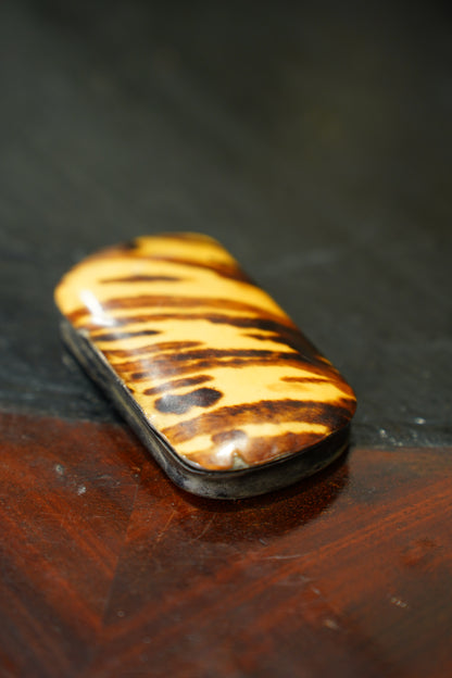 Antique English Snuff Box with Tortoiseshell Pattern Lid