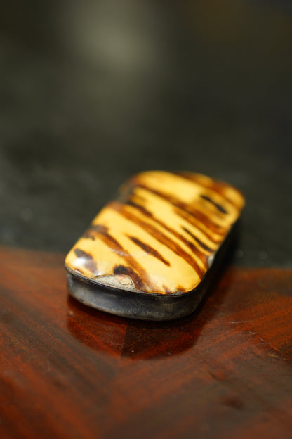 Antique English Snuff Box with Tortoiseshell Pattern Lid