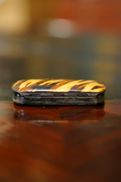 Antique English Snuff Box with Tortoiseshell Pattern Lid