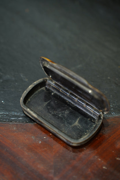 Antique English Snuff Box with Tortoiseshell Pattern Lid