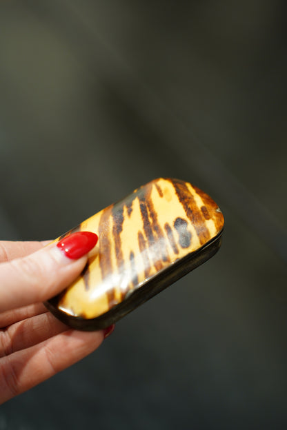 Antique English Snuff Box with Tortoiseshell Pattern Lid