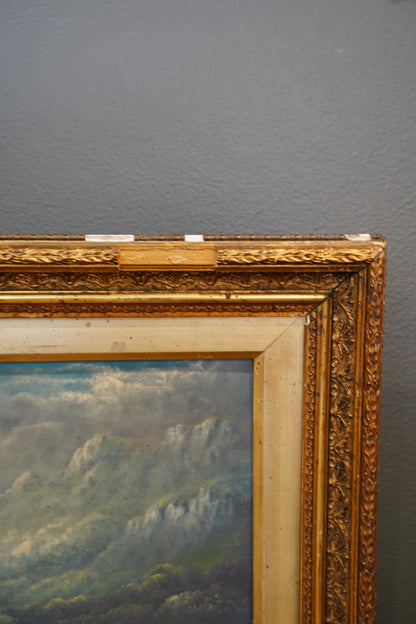 Antique Scottish Oil Painting of Loch Katrine Scotland, Signed J T Watts 1885
