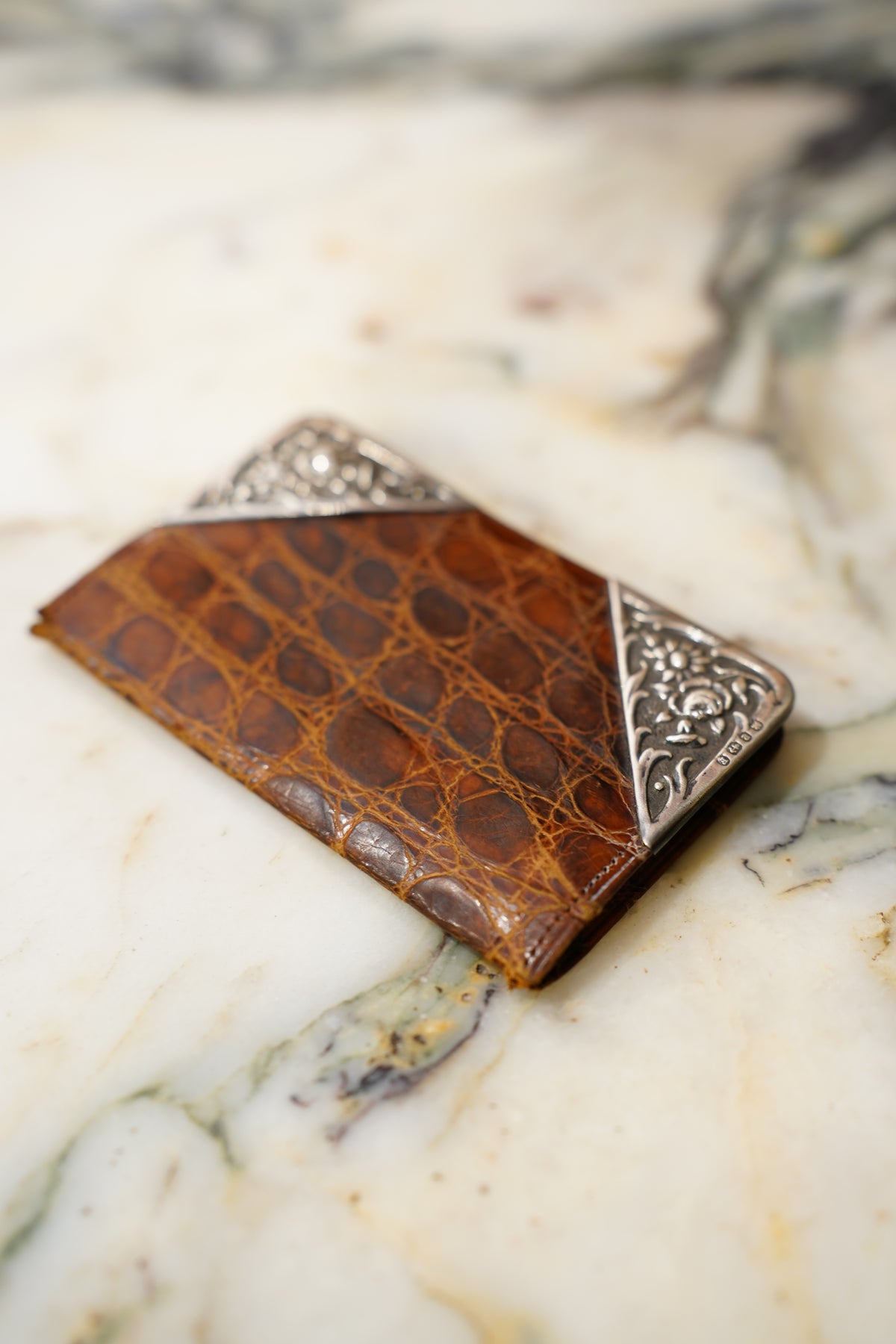 Antique Edwardian Sterling Silver Corner Coin Case