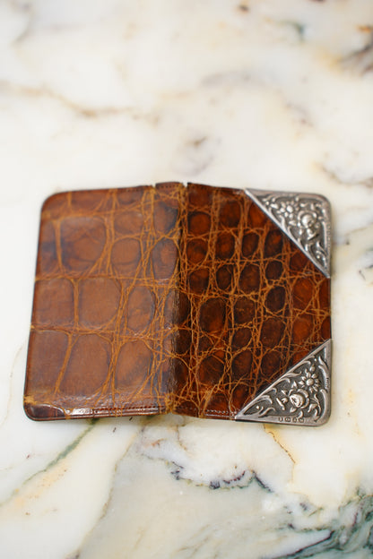 Antique Edwardian Sterling Silver Corner Coin Case