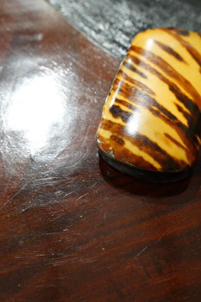 Antique English Snuff Box with Tortoiseshell Pattern Lid