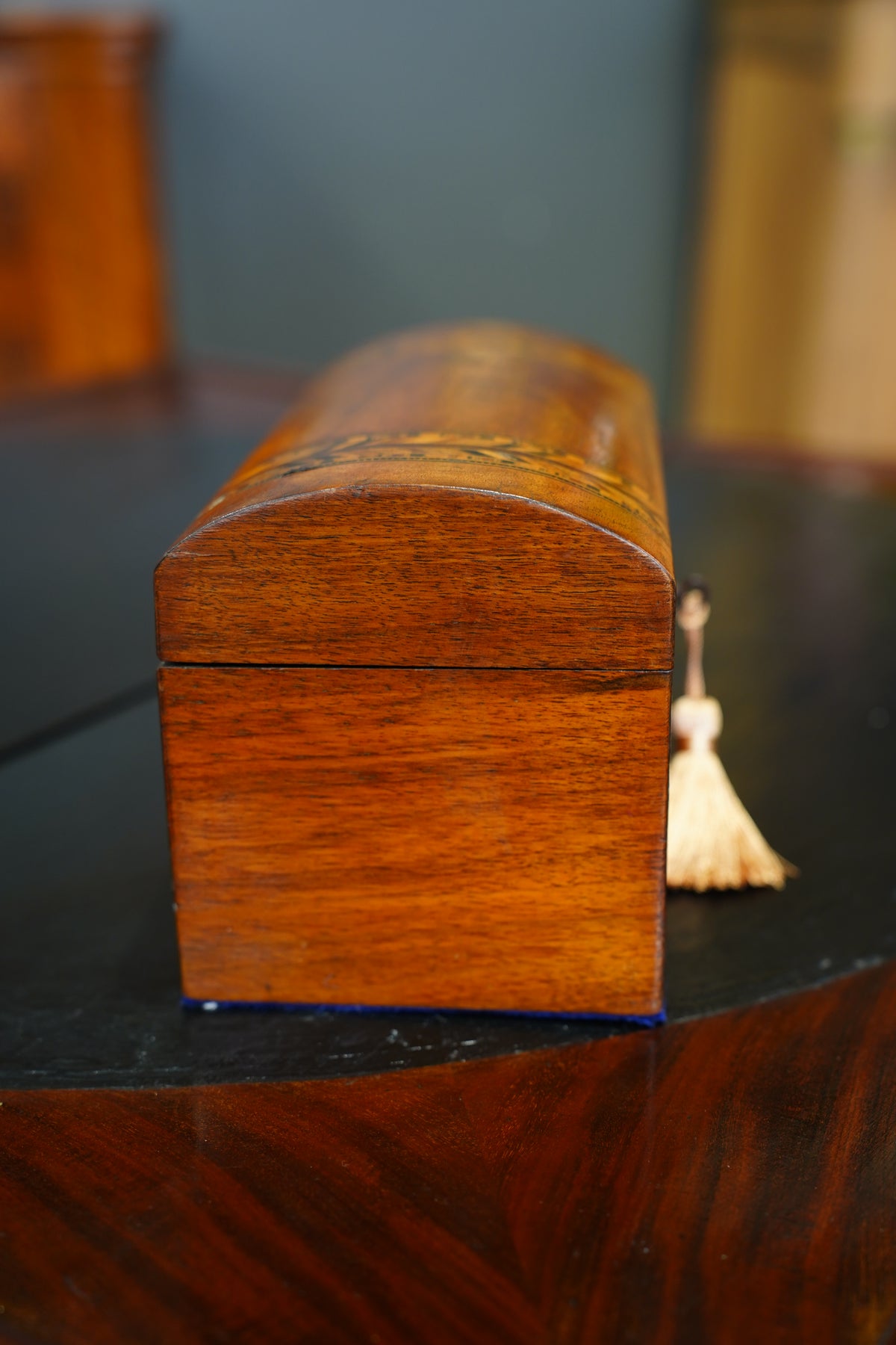 Antique Victorian Parquetry Domed Wooden Box
