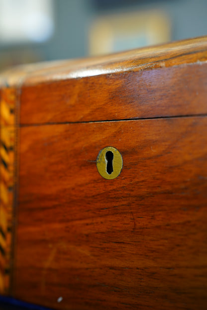Antique Victorian Parquetry Domed Wooden Box