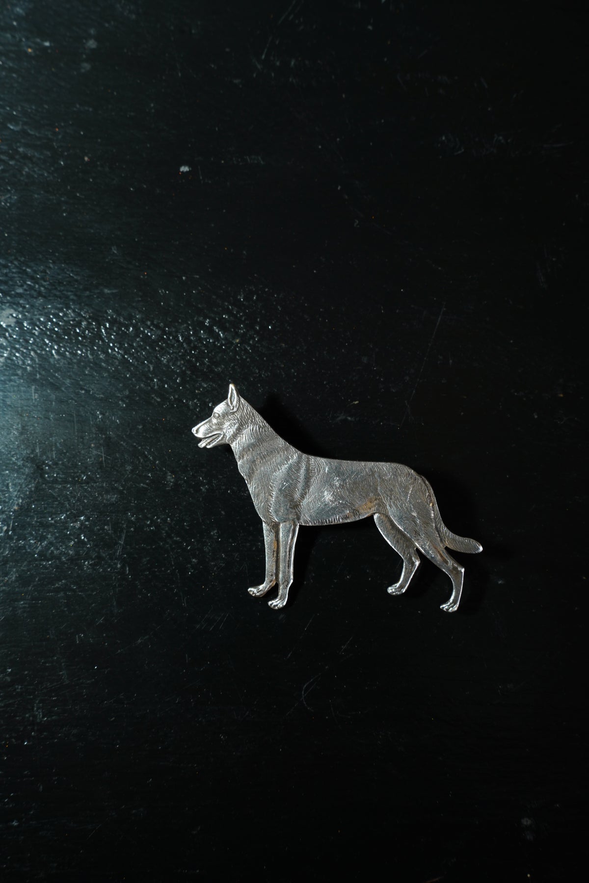 Antique English Silver German Shepherd Dog Brooch
