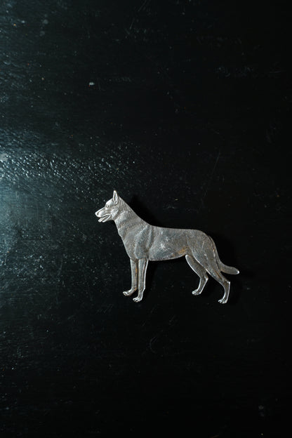 Antique English Silver German Shepherd Dog Brooch