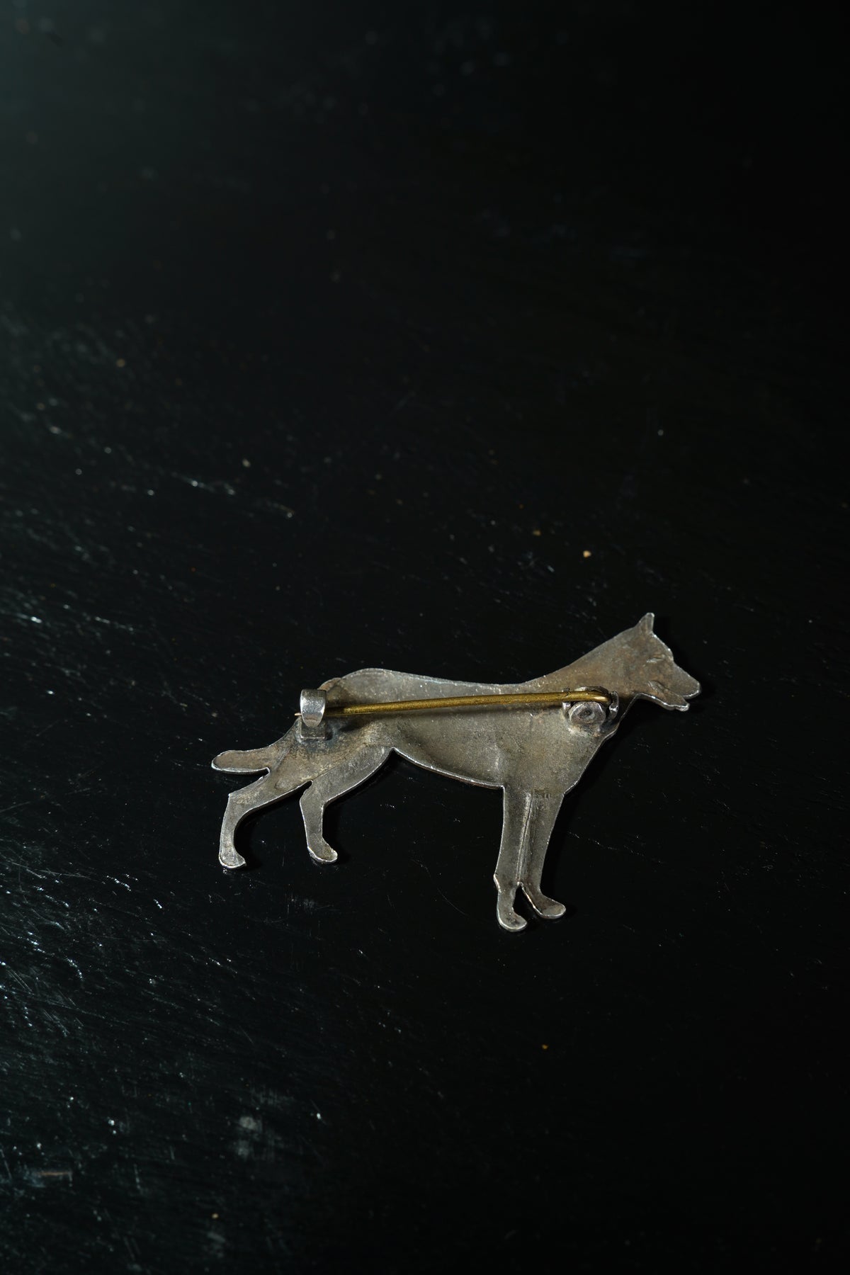 Antique English Silver German Shepherd Dog Brooch