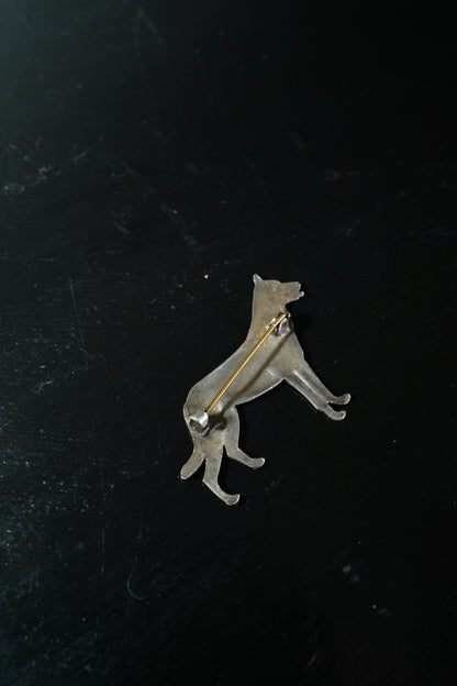 Antique English Silver German Shepherd Dog Brooch