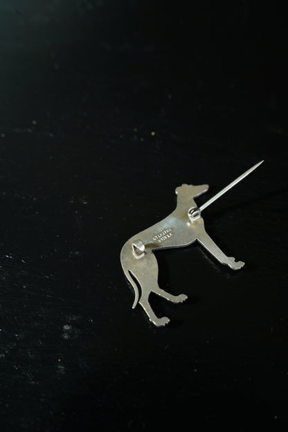 Antique English Sterling Silver Greyhound Brooch