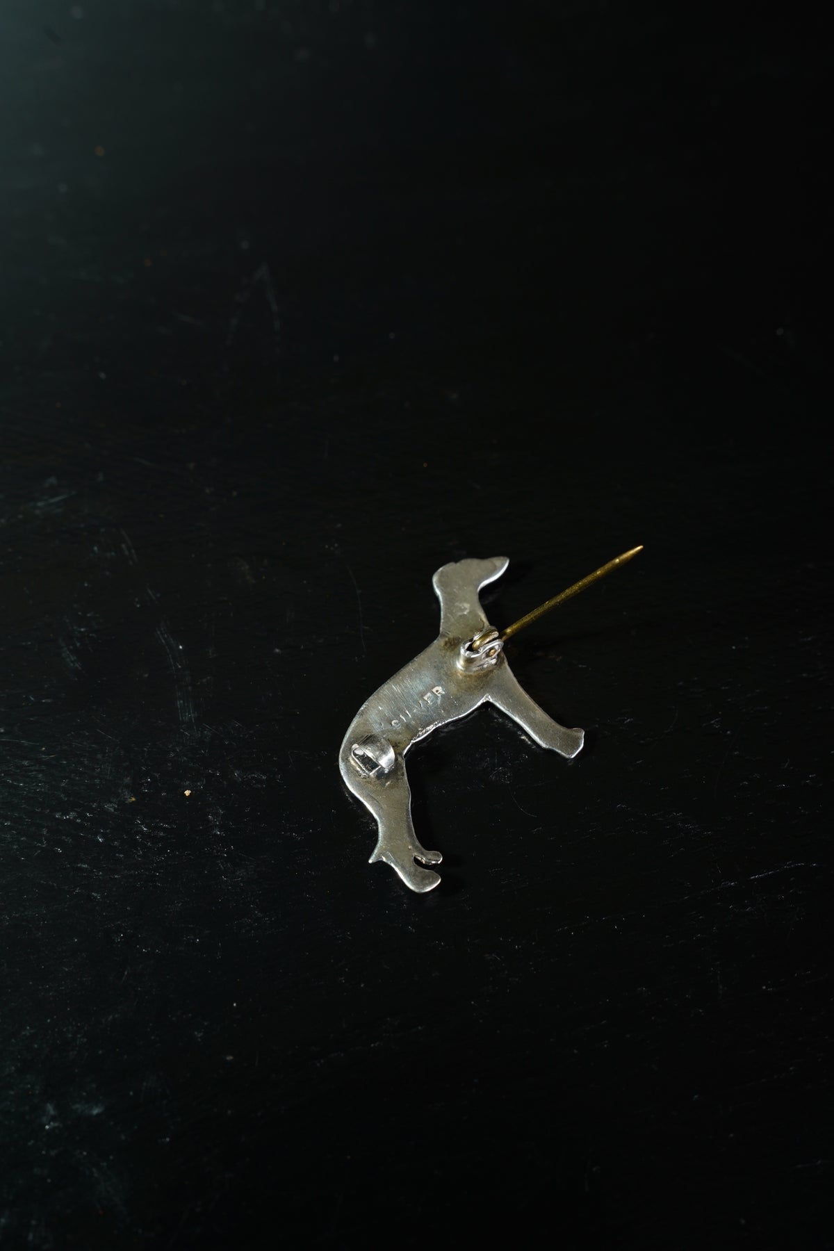 *RESERVED* Antique English Silver Greyhound Brooch