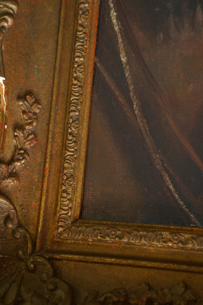 Antique Horse Head Oil Painting in Gilt Frame, Circa 1910