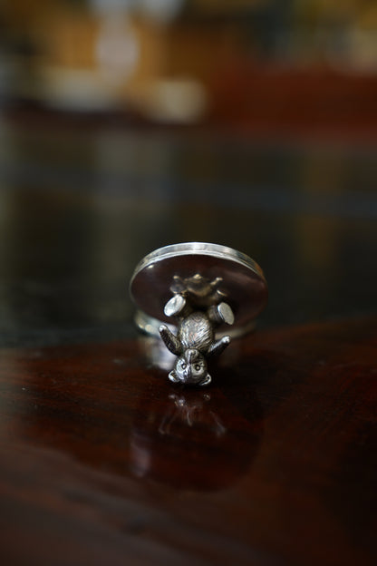 Vintage Sterling Silver Teddy Bear Pill Box