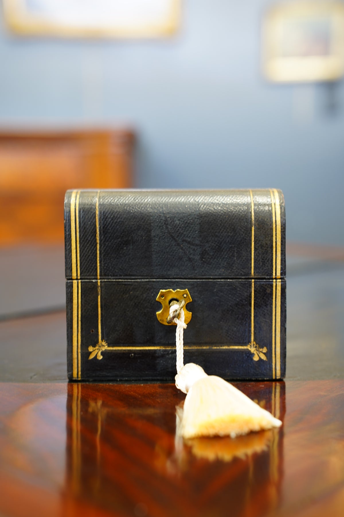 Antique Victorian Black Cased Perfume Bottle Set