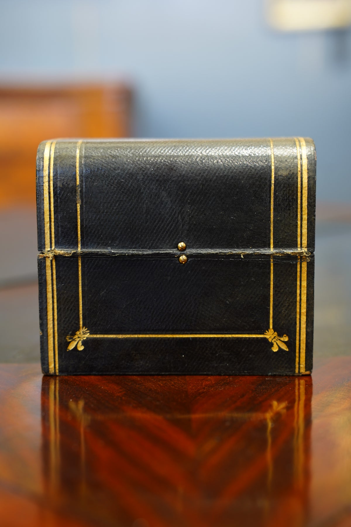 Antique Victorian Black Cased Perfume Bottle Set
