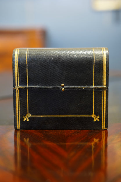 Antique Victorian Black Cased Perfume Bottle Set