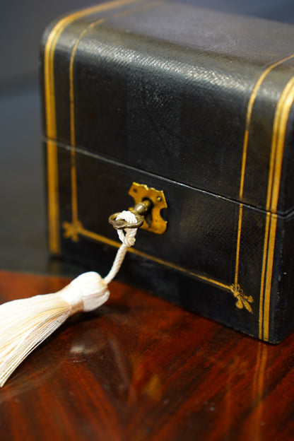 Antique Victorian Black Cased Perfume Bottle Set