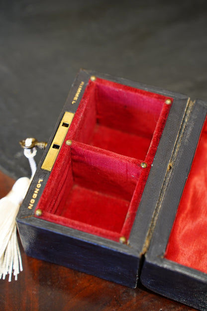 Antique Victorian Black Cased Perfume Bottle Set