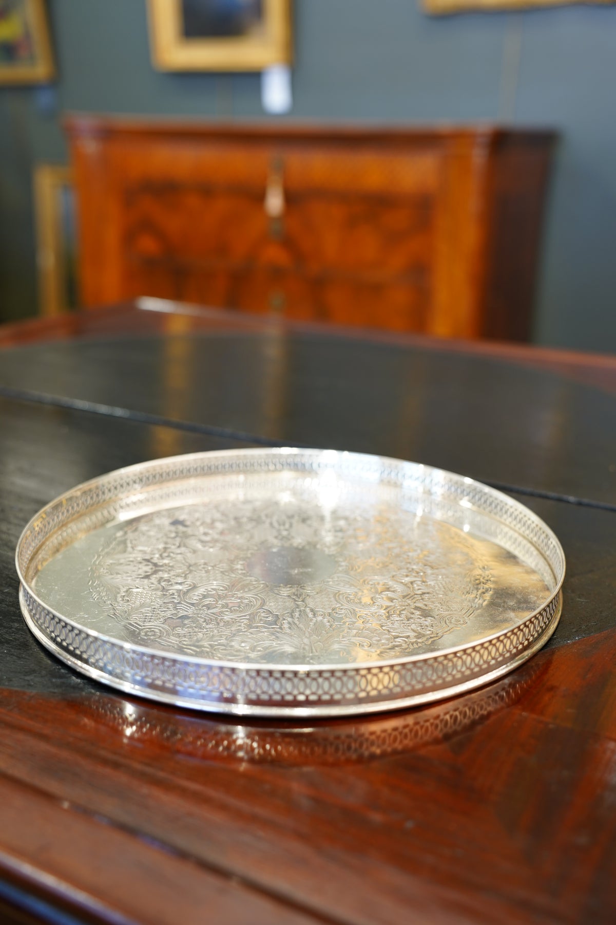 Antique English Silverplate Gallery Tray