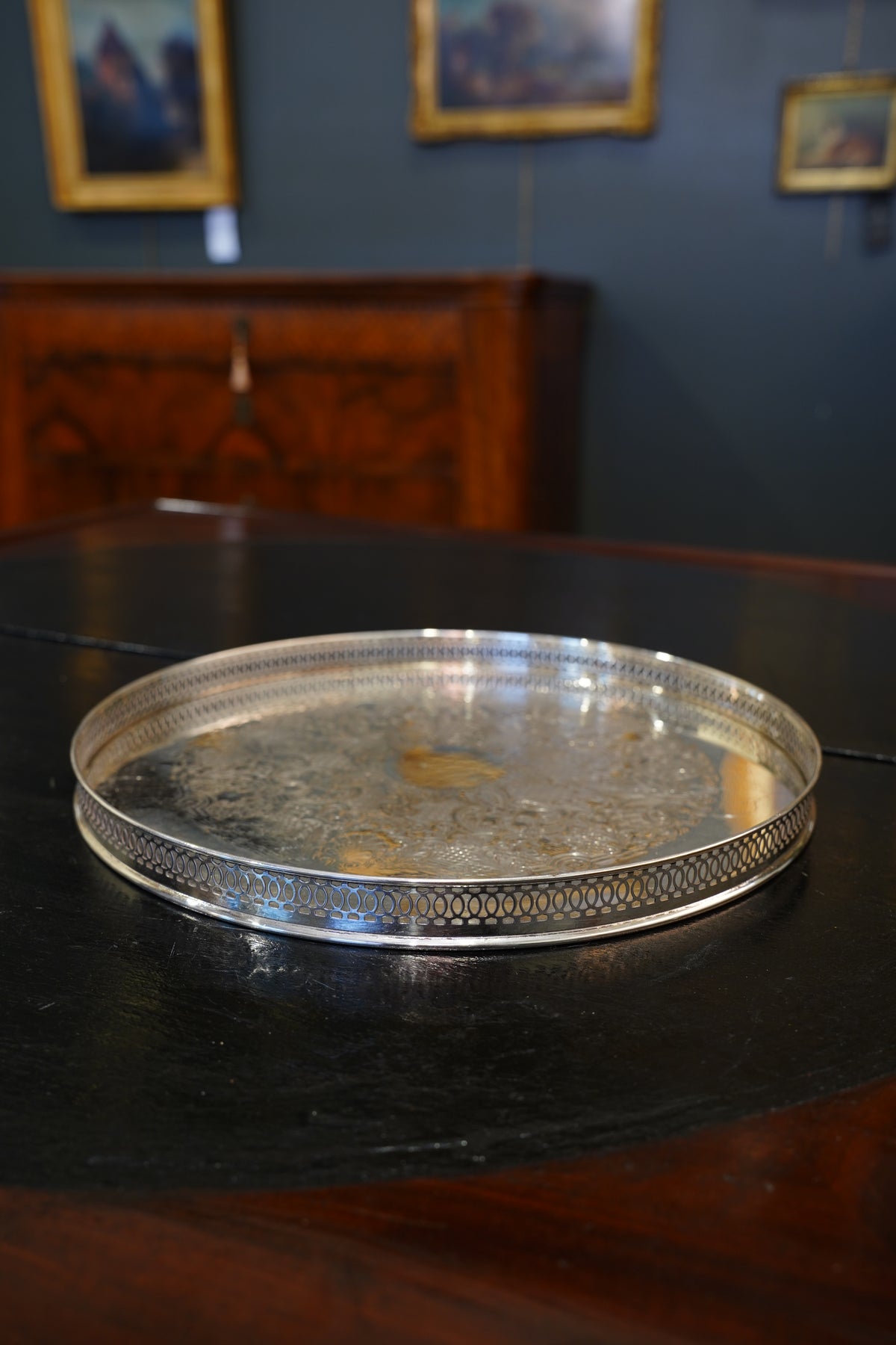 Antique English Silverplate Gallery Tray