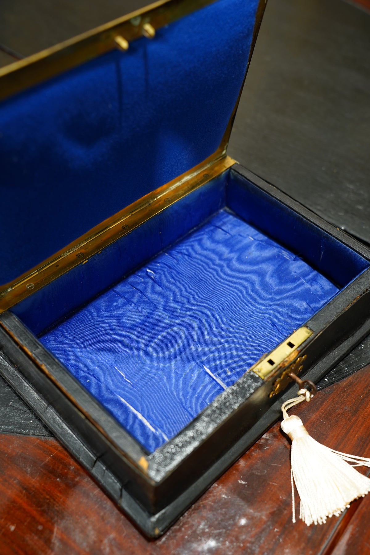 Antique Jewelry Box with Agate Stones, Ca. 1870
