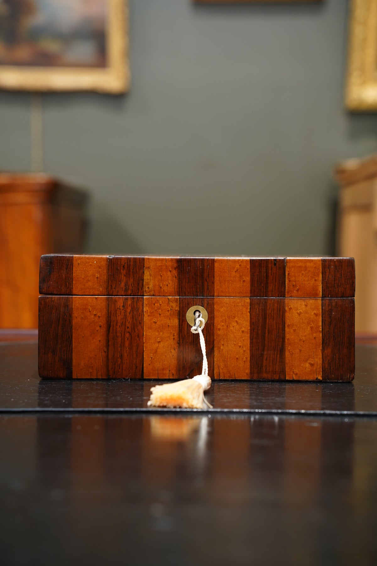 Antique Striped Rosewood Jewelry Box
