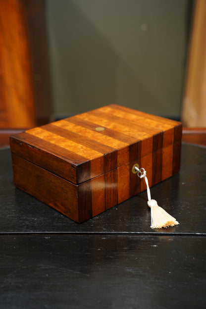 Antique Striped Rosewood Jewelry Box