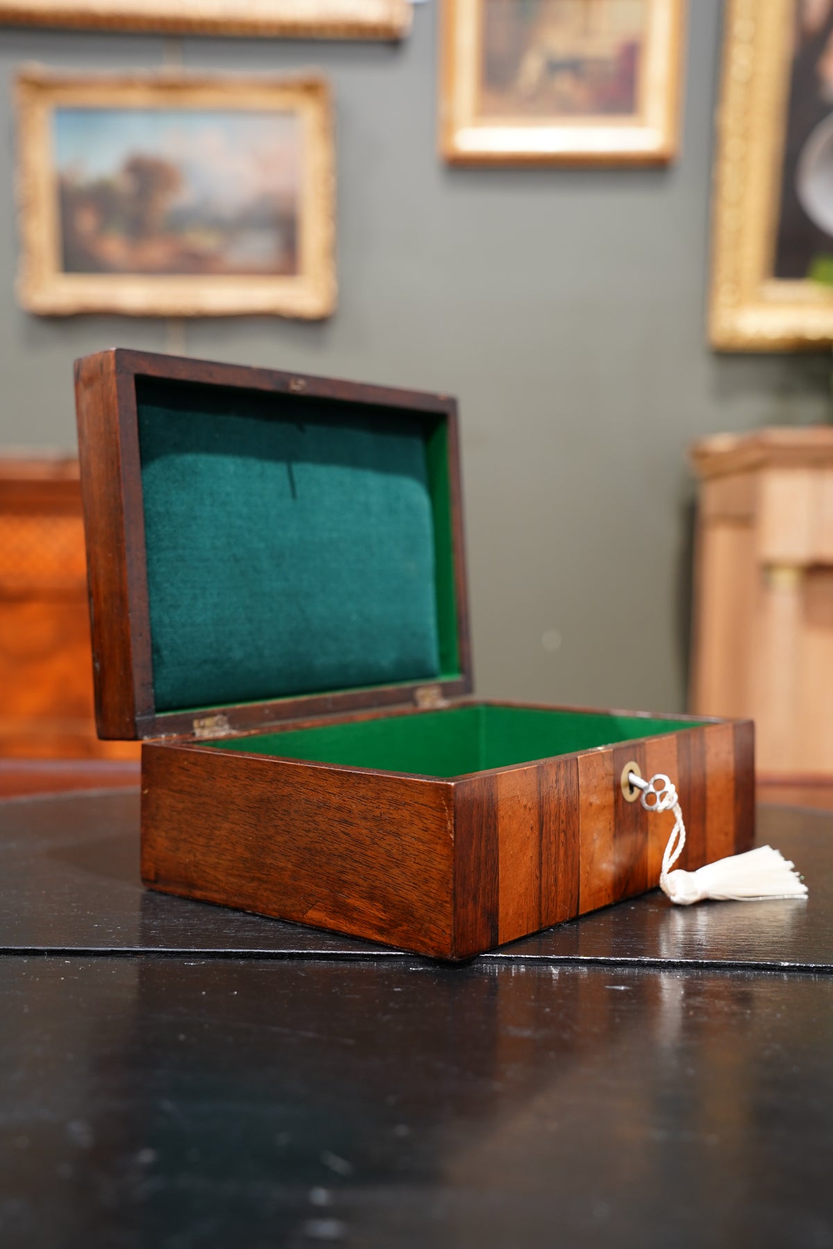 Antique Striped Rosewood Jewelry Box