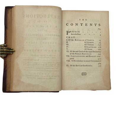 1796 "Reflections on the Rise and Fall of the Ancient Republics" Brown Half Leather Book