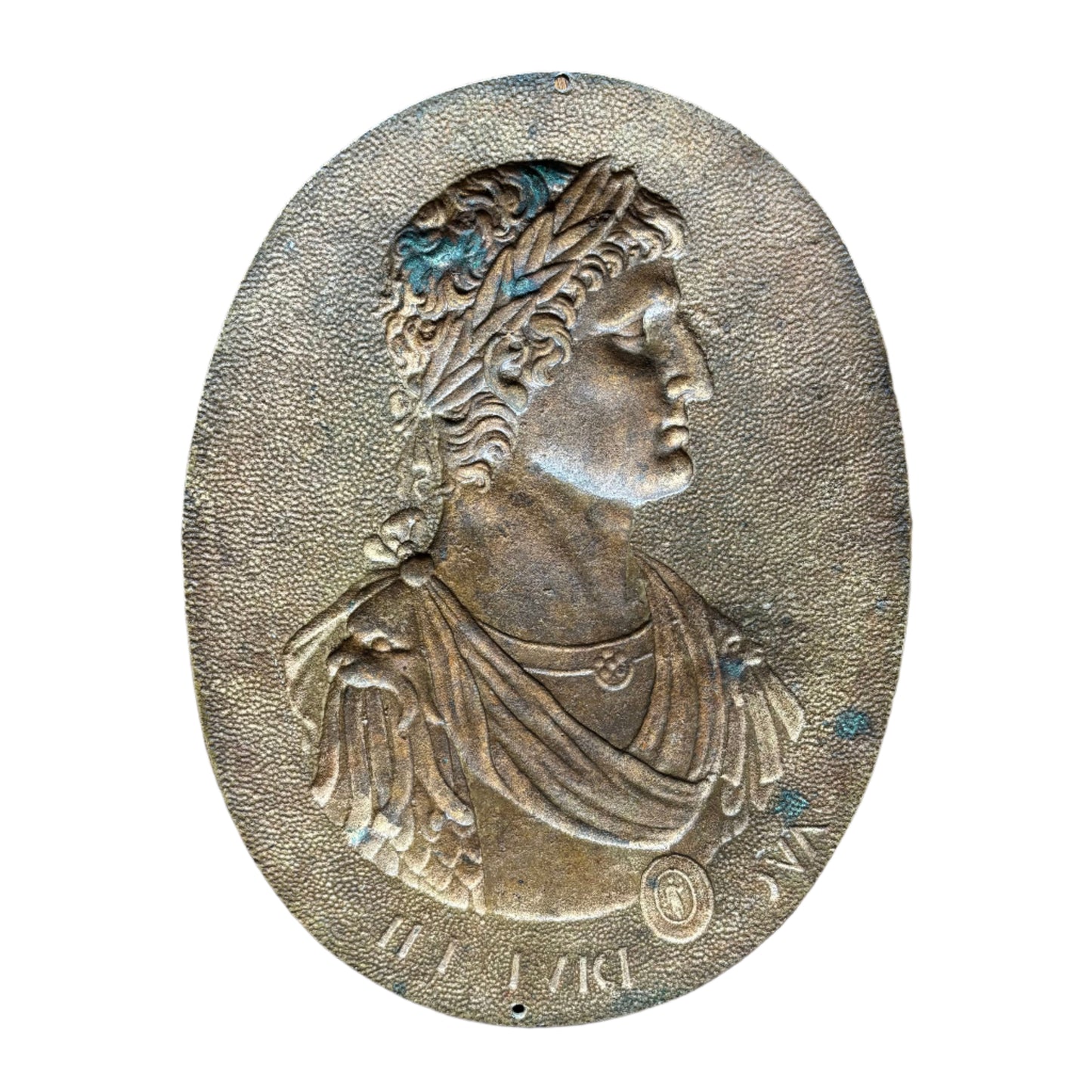 Set of 3 Antique Grand Tour Bronze Portrait Plaques – Roman Emperors Vespasian & Augustus, 19th Century Italian