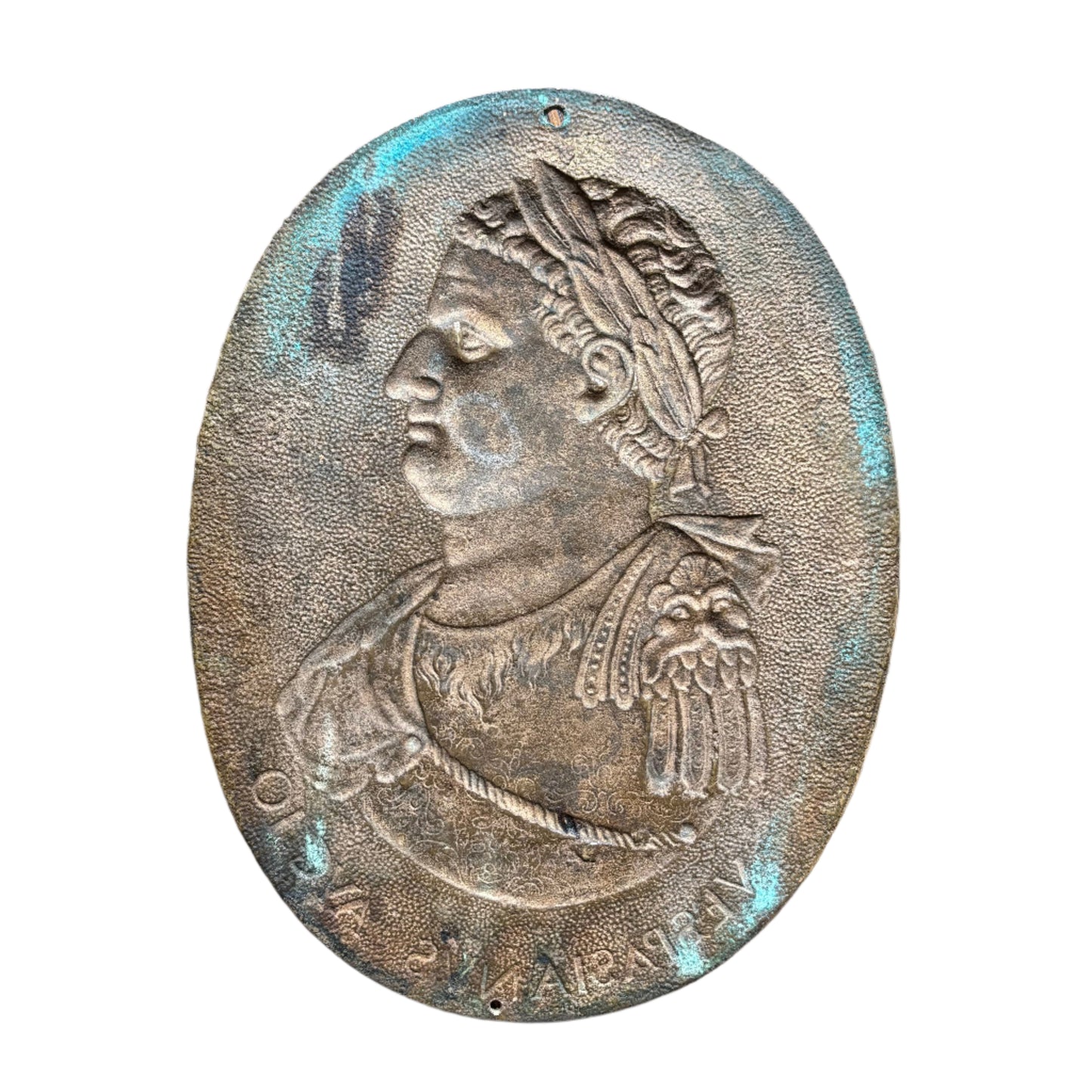 Set of 3 Antique Grand Tour Bronze Portrait Plaques – Roman Emperors Vespasian & Augustus, 19th Century Italian