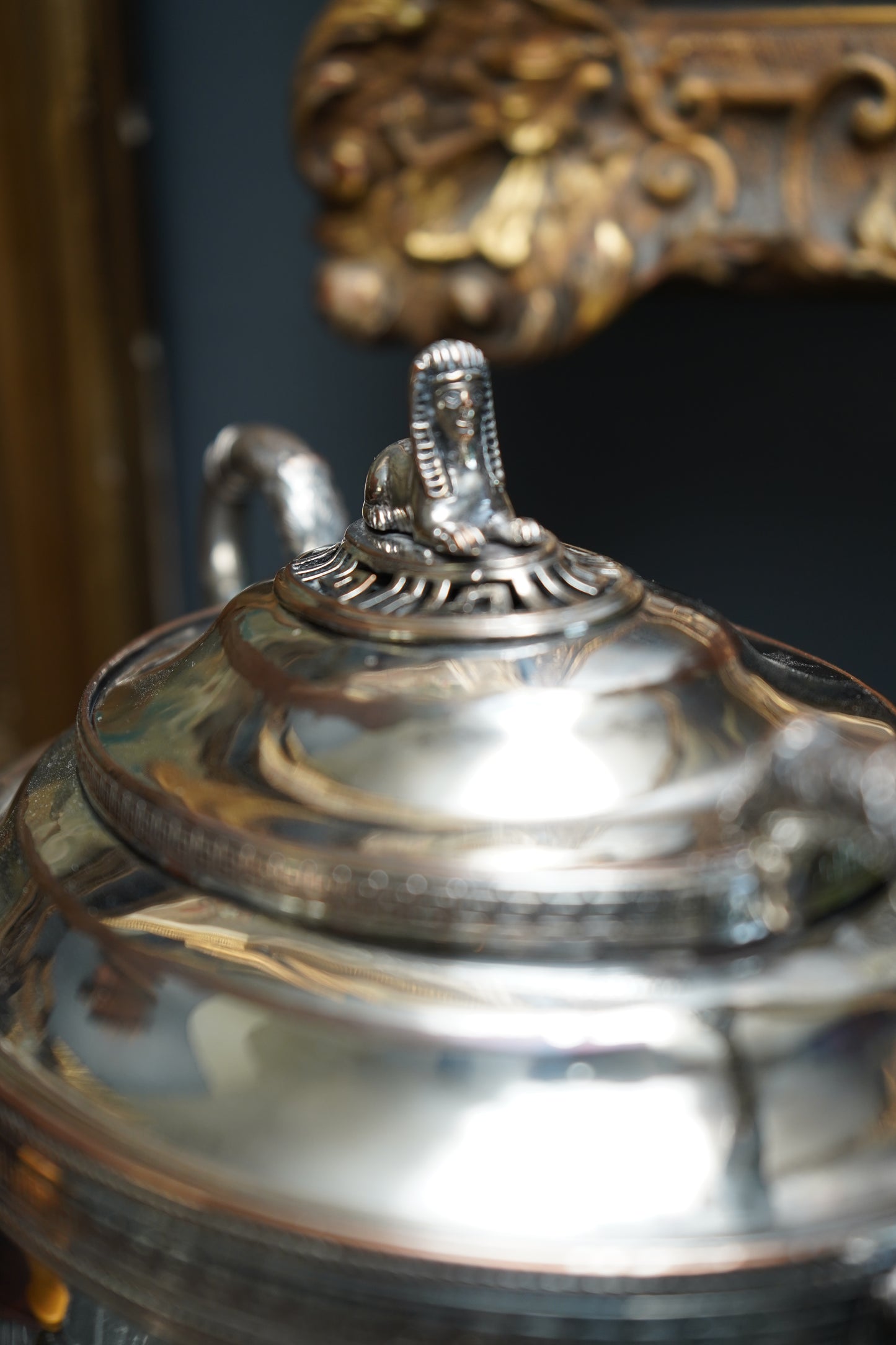 Antique Silver Plated Samovar with Sphinx Finial and Lion Mask Handles | Victorian Tea Urn